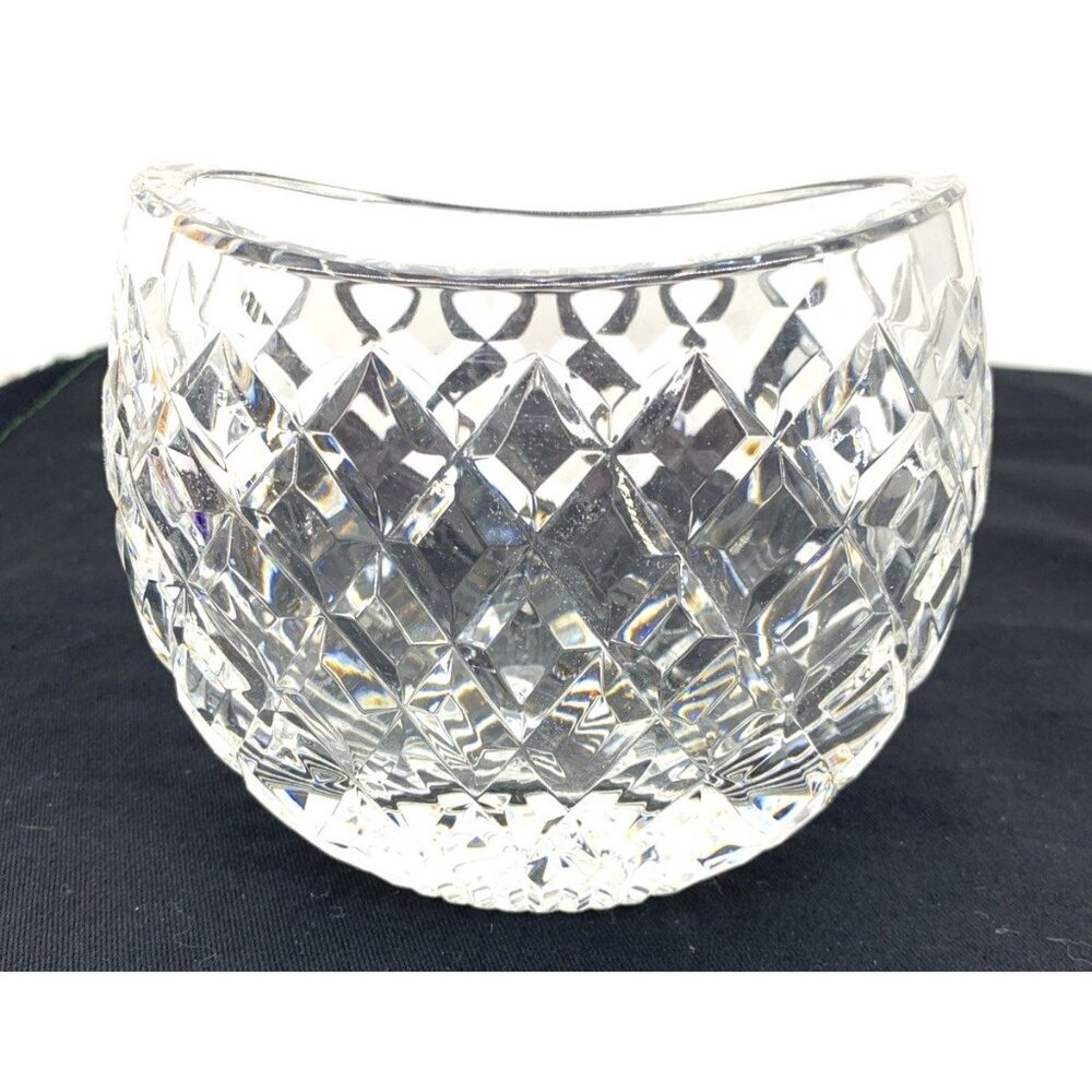 Waterford Oval Ellipse Clear Crystal Vase Diamond Pattern Signed 4” x 5” x 3"